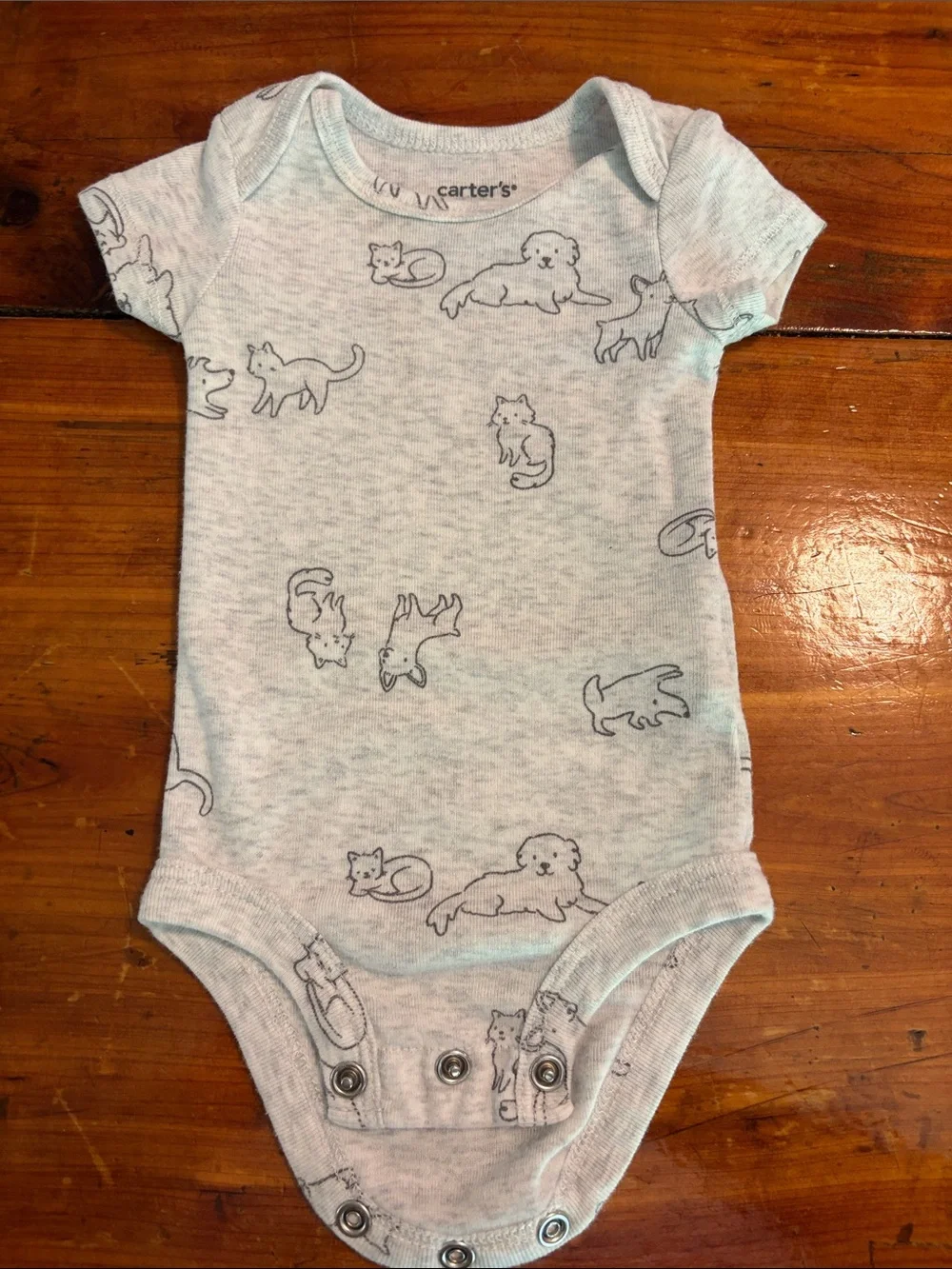 Carter's Mint Green & Heather Gray Short Sleeve Baby Onesie Set - 5 Pack